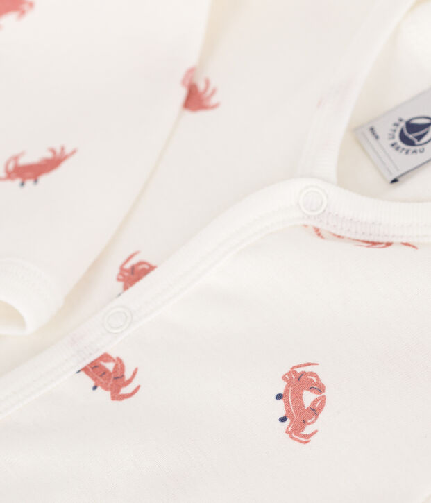 Pigiama senza piedini in cotone con granchi neonato bianco/multicolore