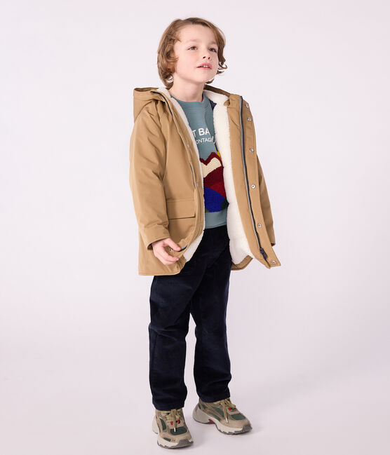Parka bambino lunghezza midi tinta unita marrone ROCHE