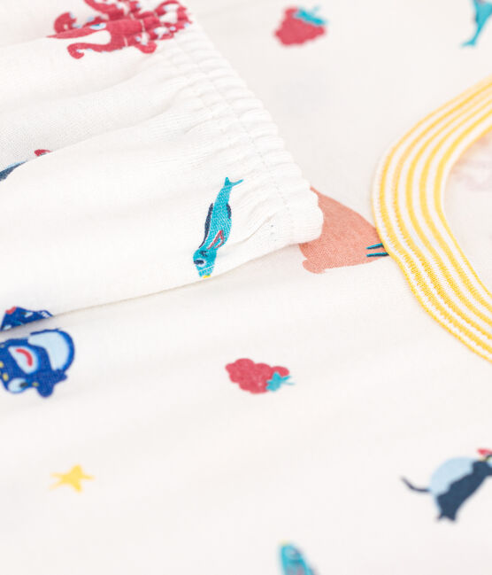 Pigiama bambino unisex in cotone fosforescente bianco MARSHMALLOW/bianco MULTICO