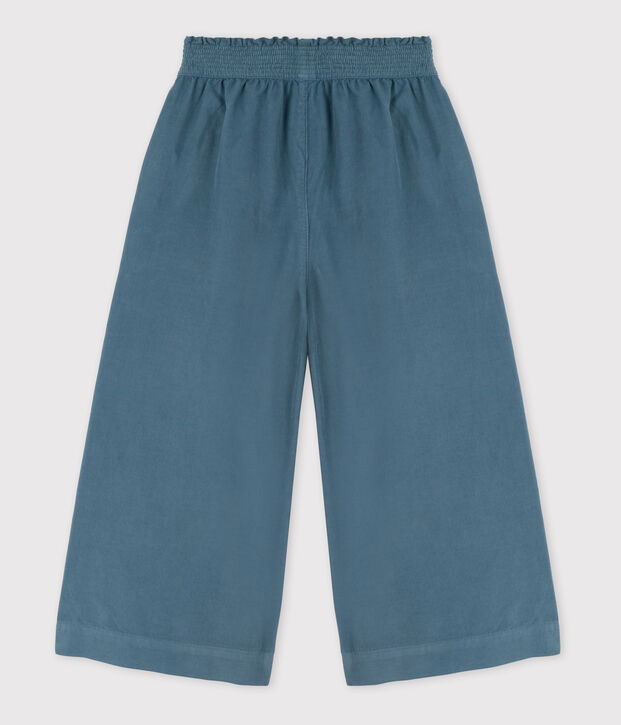 Pantaloni in velluto fine bambina blu
