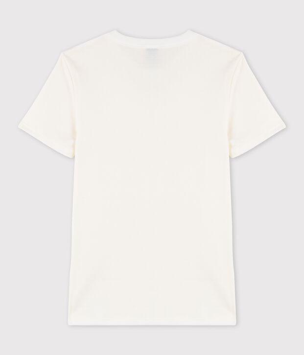 T-shirt girocollo serigrafia in cotone Donna bianco