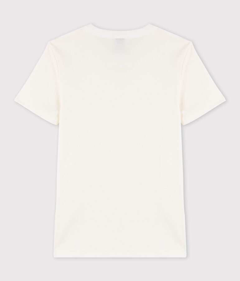 T-shirt girocollo serigrafia in cotone Donna bianco