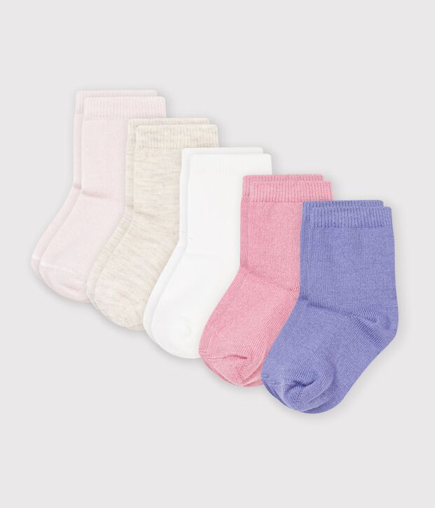 5 paia di calzini in cotone tinta unita neonato multicolore
