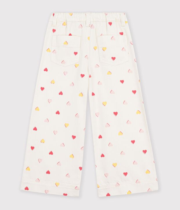 Pantaloni a gamba ampia in cotone bambino ecru/multicolore