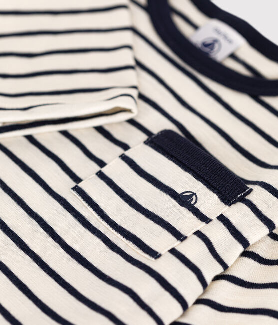 T-shirt bebè a maniche lunghe in jersey bianco AVALANCHE/blu SMOKING