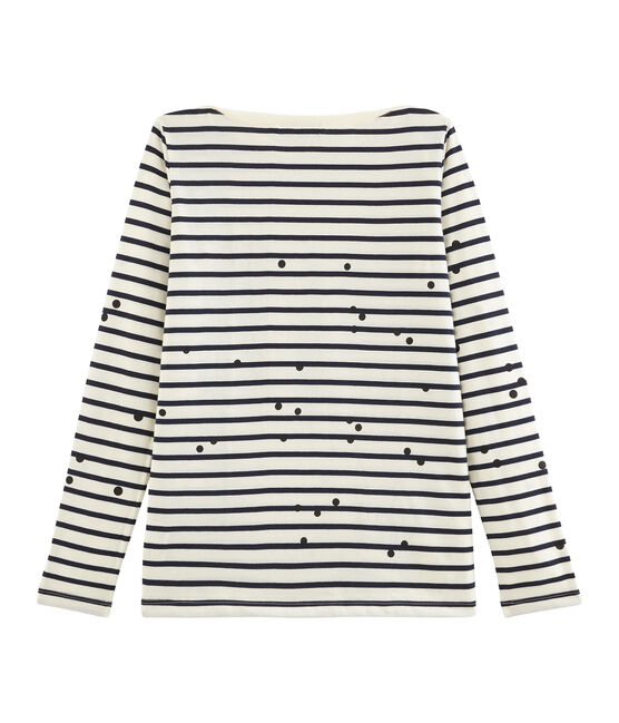 T-shirt marinière donna beige COQUILLE/blu SMOKING