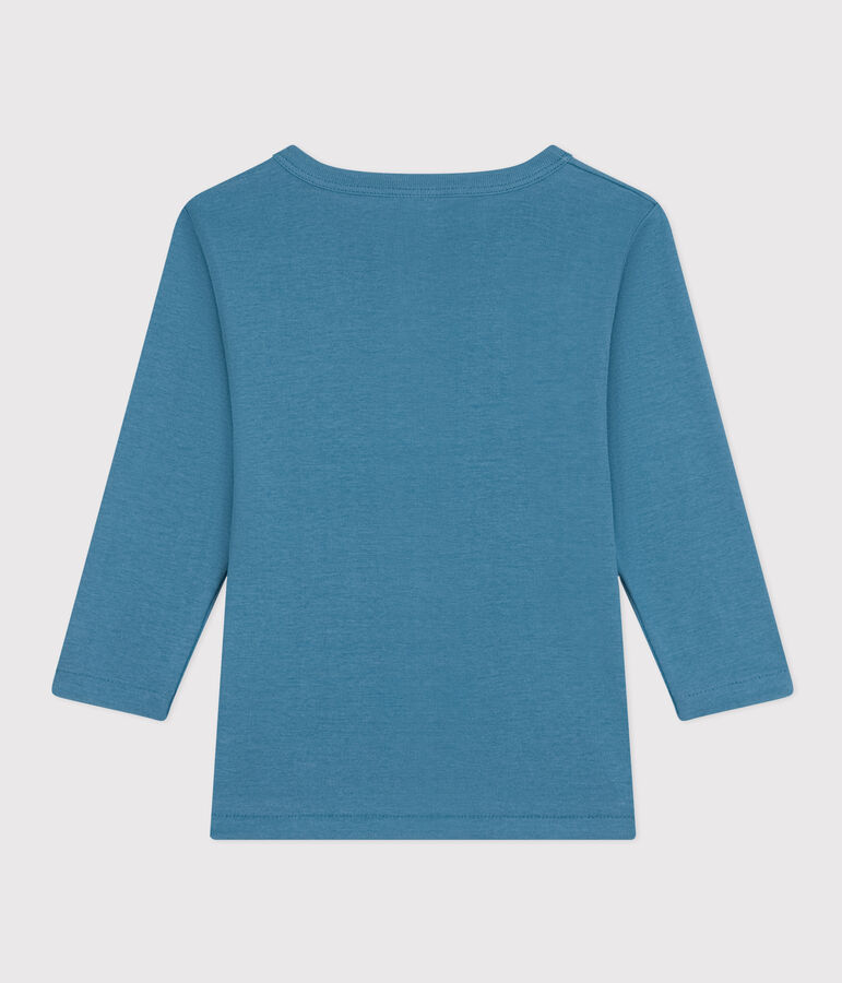 T-shirt a maniche lunghe in cotone blu