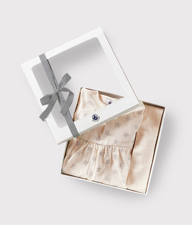 Confezione regalo beb&egrave; con abito e collant multicolore