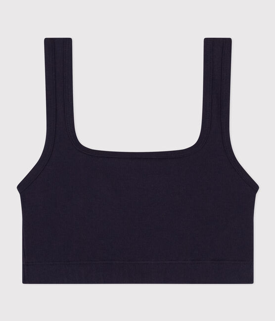 Bralette a tinta unita in cotone ed elastan donna blu SMOKING