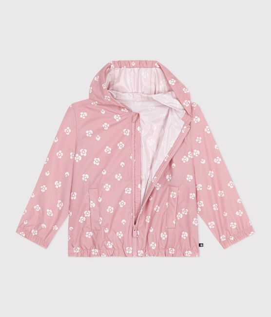 Giacca a vento a fiori bambina rosa CHARME/bianco MARSHMALLOW