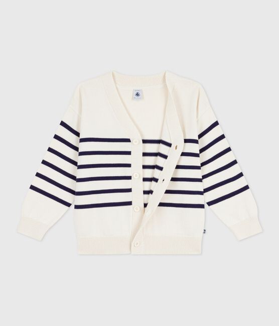 Cardigan in cotone a righe bambino blu MILK/ SOIR