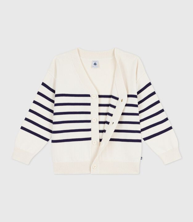 Cardigan in cotone a righe bambino blu/blu