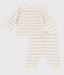 Completo 2 pezzi in maglia di lana e cotone neonato bianco MARSHMALLOW/ MONTELIMAR