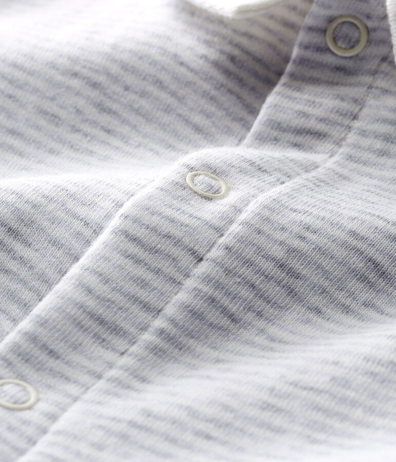 Bodyjama corto beb&egrave; a costine grigio POUSSIERE/bianco MARSHMALLOW