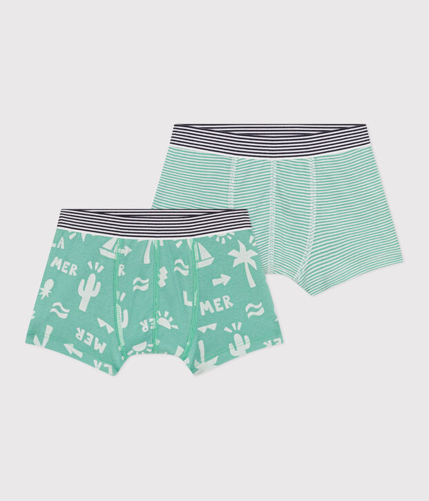 Set di 2 boxer in cotone con stampa bambino multicolore