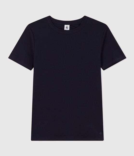 T-shirt Iconica a maniche corte a coste tinta unita donna blu SMOKING