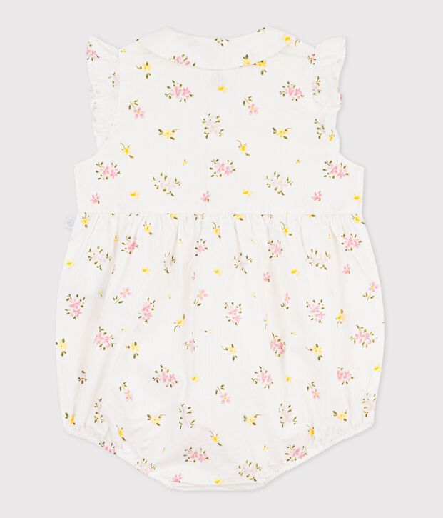 Pagliaccetto neonato in cotone con stampa a fiori bianco/multicolore