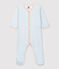 Tutina pigiama bebè in cotone biologico bianco MARSHMALLOW/blu BRASIER