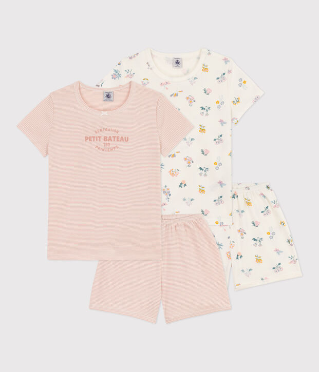 Confezione da 2 pigiami corti a fiori in cotone bambina multicolore