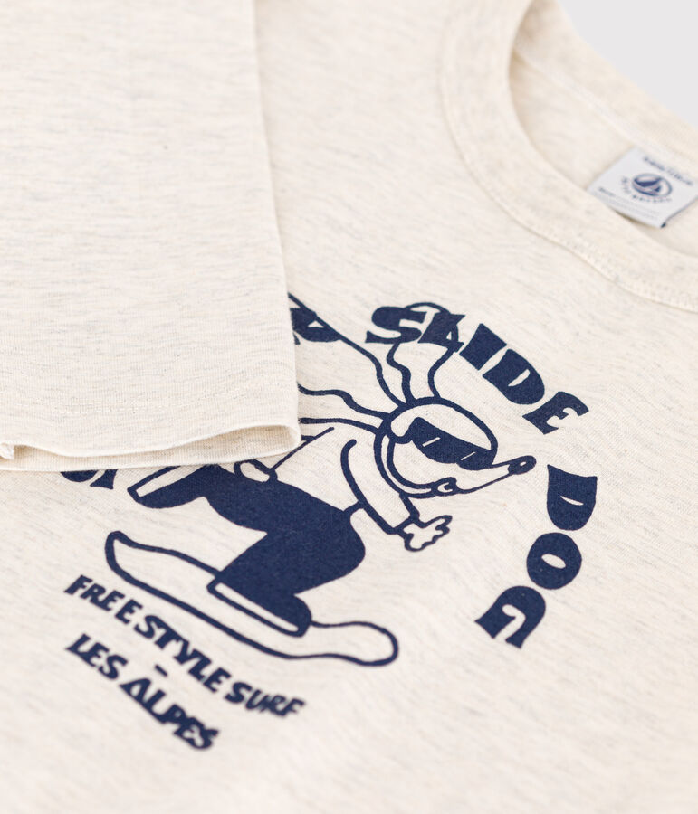 T-shirt a maniche lunghe in cotone bambino unisex beige MONTELIMAR CHINE