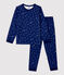 Pigiama jacquard bambina/bambino fantasia fiocchi di neve in lana e cotone blu MEDIEVAL/bianco MARSHMALLOW
