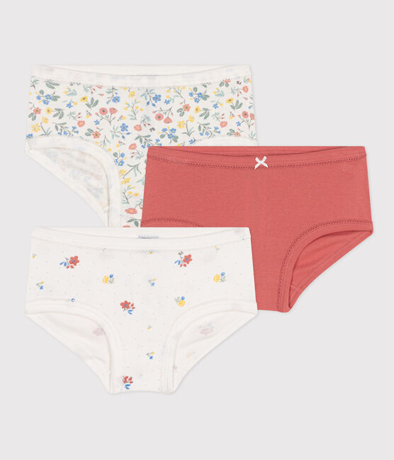 Confezione da 3 culotte a vita alta in cotone a fiori bambino variante 1