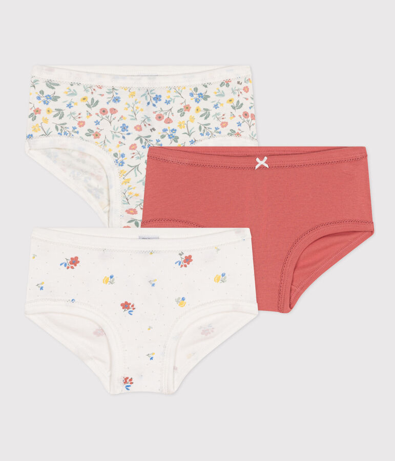 Confezione da 3 culotte a vita alta in cotone a fiori bambino multicolore
