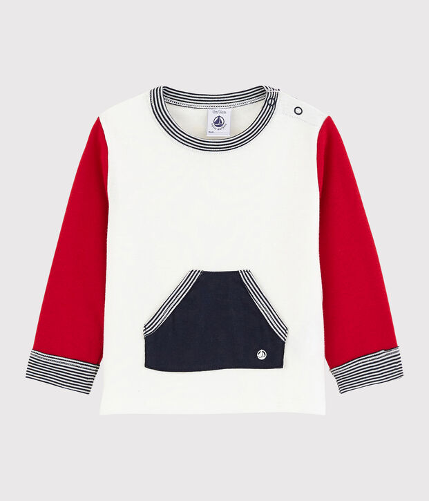 T-shirt colorblock beb&egrave; maschio bianco/rosso