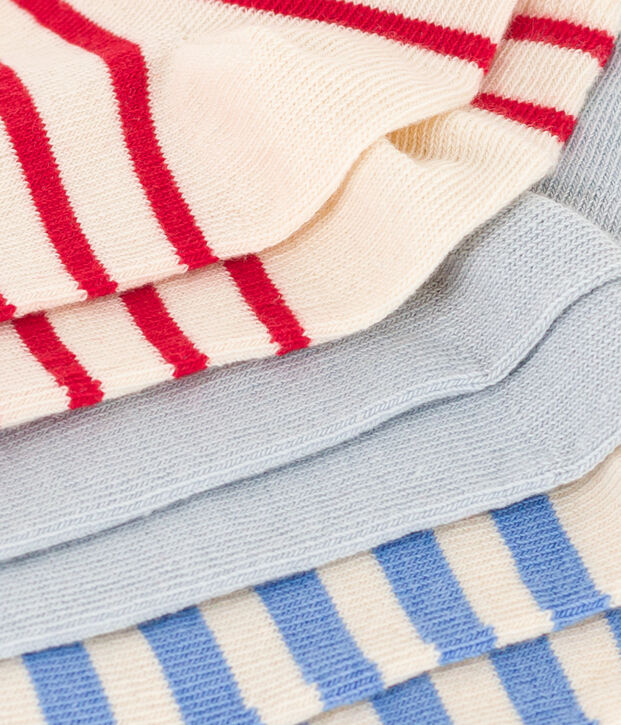 Confezione da 3 paia di calzini a righe in jersey di cotone bambini multicolore