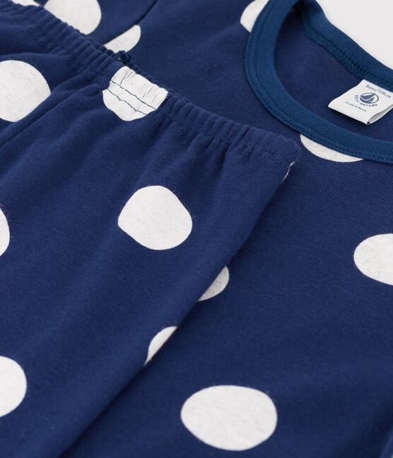Pigiama a pois bambina/bambino in cotone biologico blu MEDIEVAL/bianco MARSHMALLOW