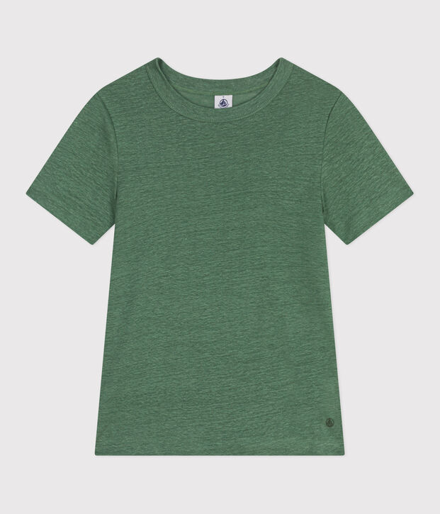 T-shirt a maniche corte in lino donna verde