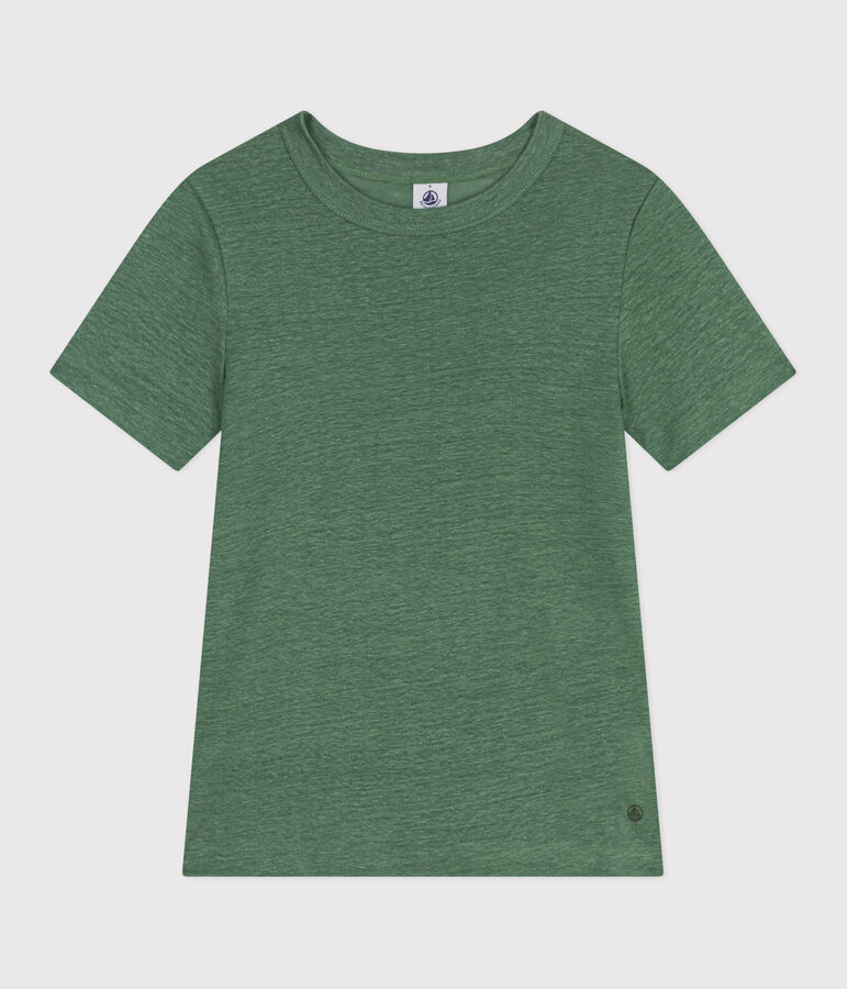 T-shirt a maniche corte in lino donna verde PALMERAIE