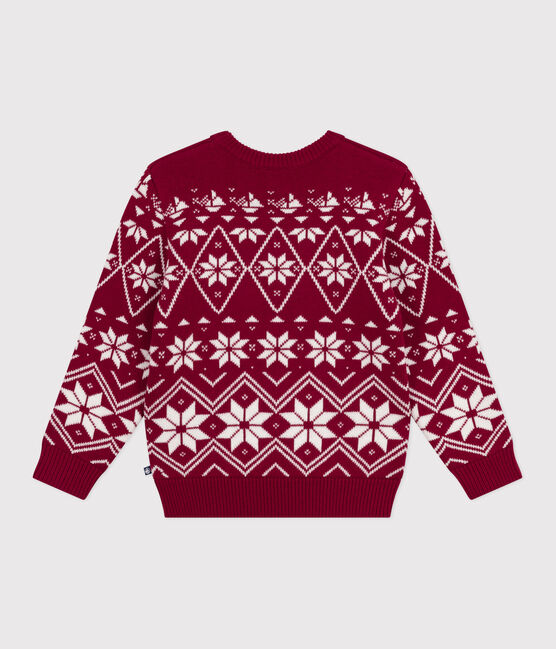 Pullover in lana e cotone fantasia bambino rosso AMARANTE/ AVALANCHE