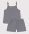 Pigiama corto in cotone a righe con spalline bambina blu SMOKING/bianco MARSHMALLOW