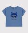 T-shirt a maniche corte in cotone tinta unita con motivo neonato blu