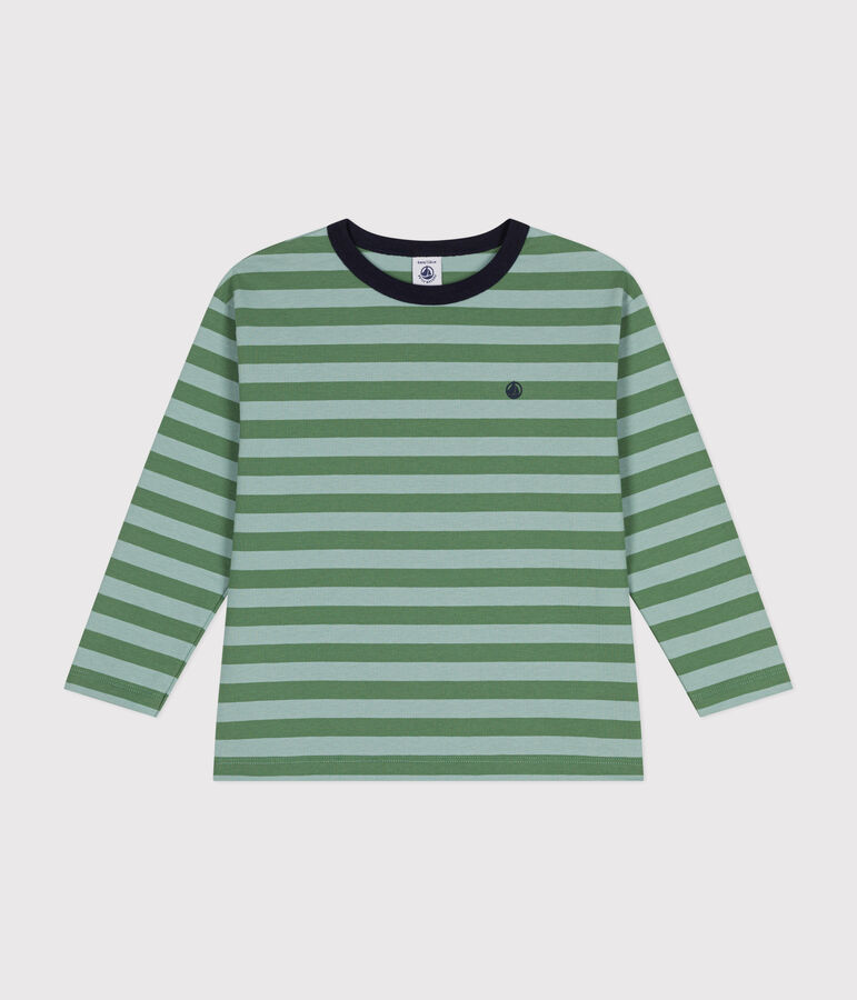 T-shirt a maniche lunghe in jersey sottile bambino verde/verde