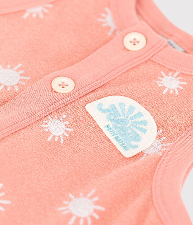 Tutina corta senza maniche in spugna di cotone con soli stampati neonato arancione/bianco