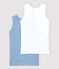 Confezione da 2 canottiere millerighe blu bambino in cotone biologico variante 1