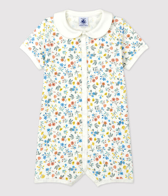 Tutina corta a fiori bebè in cotone bianco MARSHMALLOW/bianco MULTICO