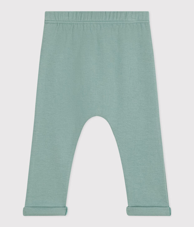 Pantaloni a righe in jersey spesso per beb&egrave; verde
