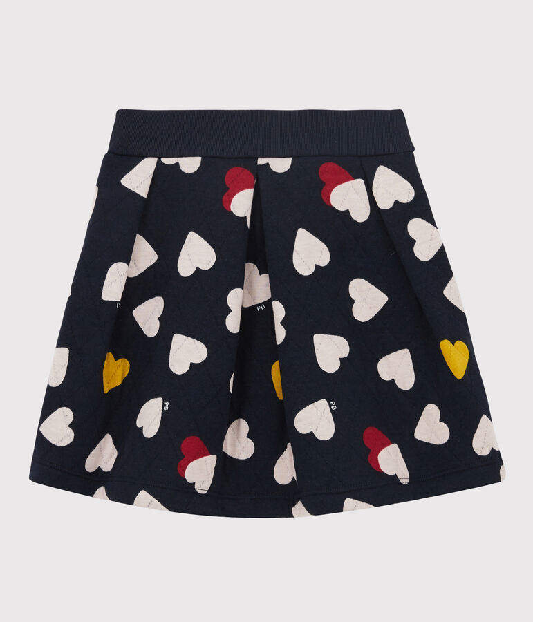 Gonna in tubique trapuntato bambina blu/multicolore