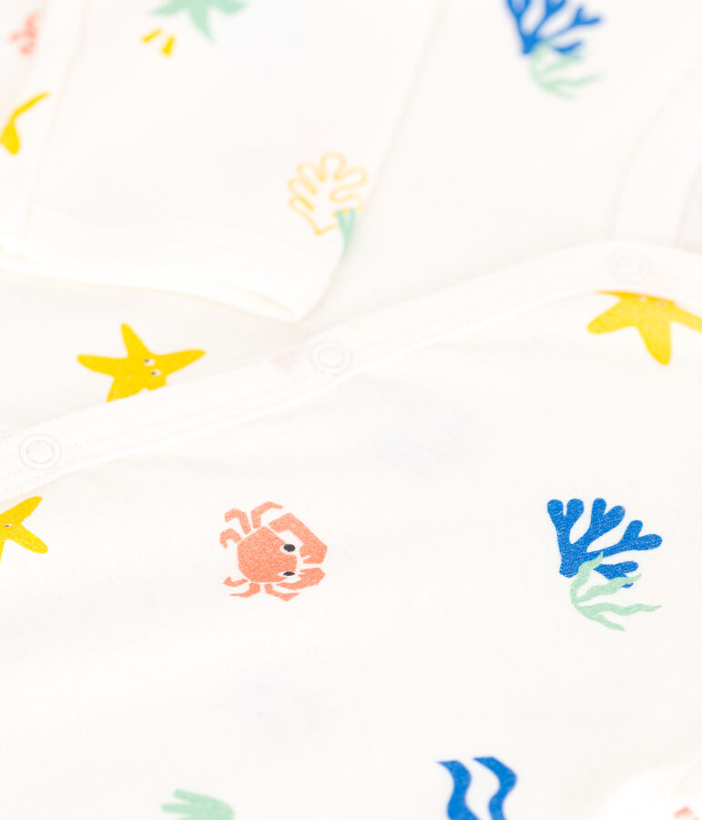 Pigiama senza piedini in cotone stampato neonato bianco/multicolore