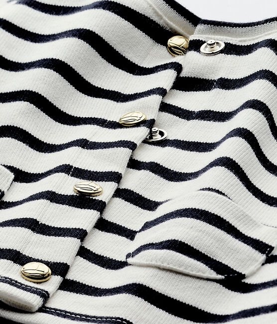 Cardigan beb&eacute; bambina a righe bianco MARSHMALLOW/blu SMOKING