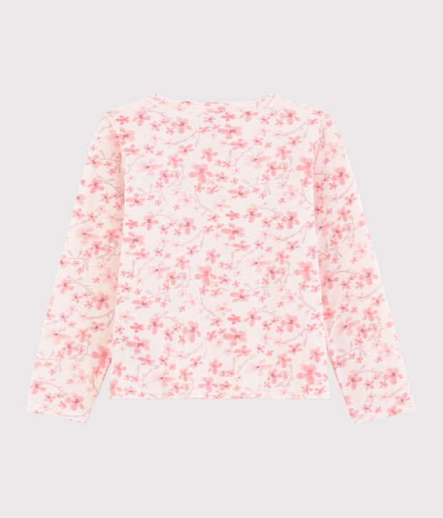 Cardigan in jersey piqu&eacute; bambina rosa/multicolore