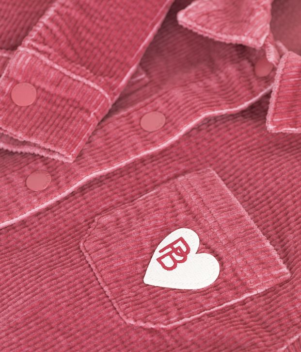 Camicia in velluto tinta unita bambino. rosa