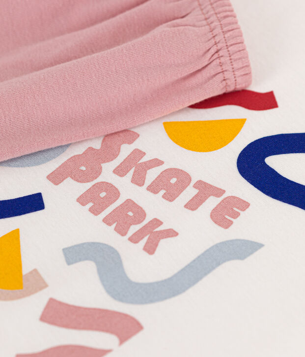 Pigiama shorts a tinta unita in cotone bambino bianco/multicolore