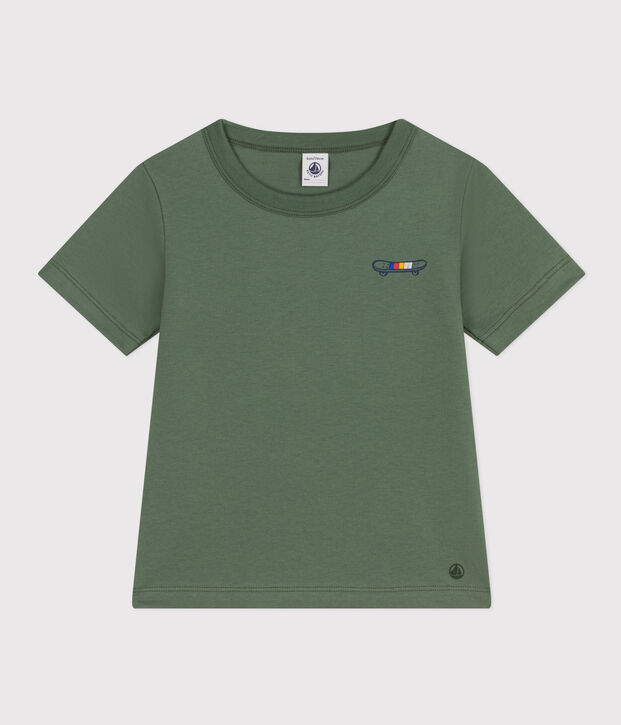T-shirt stampata in jersey leggero bambino verde