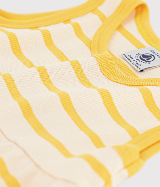 Abito senza maniche bebè in maglia a costine a righe giallo AVALANCHE/bianco DAISY