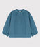 Blusa in garza di cotone bambina blu ROVER