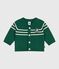Cardigan in maglia di misto lana e cotone a righe neonato verde WILLOW/ AVALANCHE